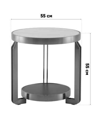 Журнальный столик Калисто 55*55, светлая и темная керамика, сталь шампань УТ000041503 Stool Group столешница из фото 3