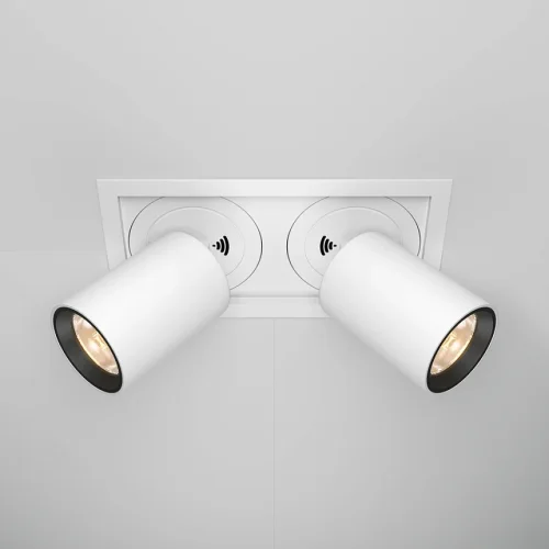 Светильник точечный LED Hidden DL095-02-10W3K-W Maytoni белый на 2 лампы, основание белое в стиле хай-тек современный прямоугольный