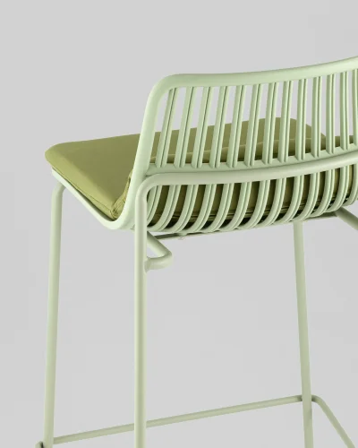 Стул барный Louran с подушкой, зелёный УТ000040191 Stool Group, зелёный/экокожа, ножки/металл/зелёный, размеры - ***** фото 5