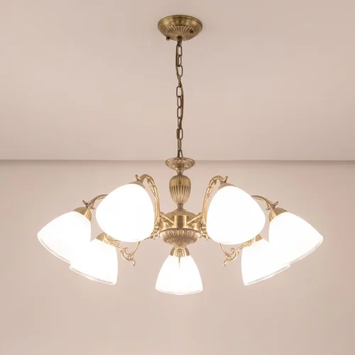 Люстра подвесная Латур CL413271 Citilux белая на 7 ламп, основание бронзовое в стиле классический  фото 6