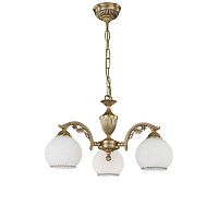 Люстра подвесная  L 8600/3 Reccagni Angelo белая на 3 лампы, основание античное бронза в стиле классика 