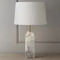 Настольная лампа Regina Andrew Raw Alabaster Lamp 75102-22 ImperiumLoft белая 2 лампы, основание белое мрамор металл в стиле американский современный 