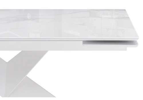 Стеклянный стол Хасселвуд 160(220)х90х77 белый мрамор / белый 553546 Woodville столешница белая из стекло мдф фото 8