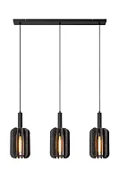 Светильник подвесной Рафал (Rafal) 45492/03/36 Lucide серый на 3 лампы, основание чёрное в стиле винтаж 