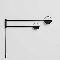 Настенный светильник (Бра) LEAVES Black 154906-60 ImperiumLoft чёрный 2 лампы, основание чёрное в стиле модерн хай-тек 