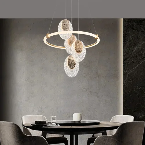 Люстра подвесная CERES RING 219634-23 ImperiumLoft белая на 5 ламп, основание латунь в стиле современный фото 7 Люстра подвесная CERES RING 219634-23 ImperiumLoft белая на 5 ламп, основание латунь в стиле современный фото 7