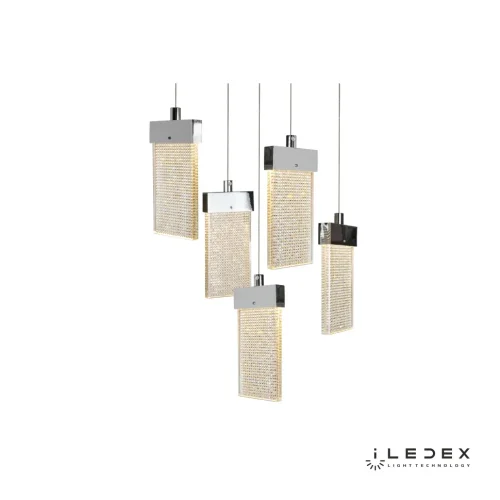 Светильник подвесной LED Pixel C4430-5R CR iLedex прозрачный 1 лампа, основание хром в стиле хай-тек современный каскад фото 4