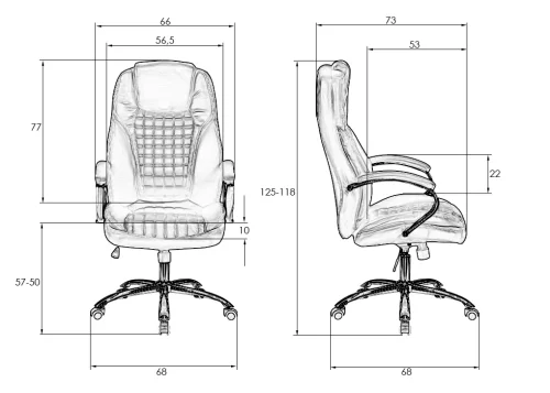Офисное кресло для руководителей  114B-LMR CHESTER, цвет серый Dobrin, серый/экокожа, ножки/металл/хром, размеры - 1180*1250***680*730 фото 10