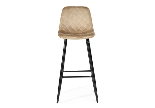 Барный стул Capri dark beige/ black 15131 Woodville, бежевый/велюр, ножки/металл/чёрный, размеры - ****435*490 фото 2