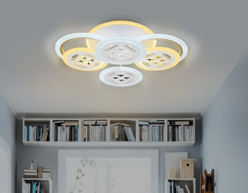 Люстра потолочная LED с пультом FA2951 Ambrella light белая на 1 лампа, основание белое в стиле классический современный с пультом кольца фото 7