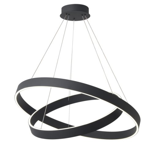 Люстра подвесная ЛЕД с пультом TRON SP123W LED BLACK Crystal Lux белая на 1 лампу, основание чёрное в стиле минимализм кольца с пультом фото 2