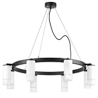 Люстра подвесная Rullo LR0183681 Lightstar белая на 8 ламп, основание чёрное в стиле хай-тек 