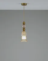 Светильник подвесной Glassy V10907-P Moderli прозрачный 1 лампа, основание золотое в стиле современный выдувное