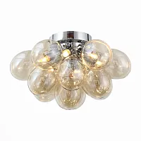 Люстра потолочная SOSPIRO SL432.202.06 ST-Luce прозрачная янтарная на 6 ламп, основание хром в стиле фьюжн шар