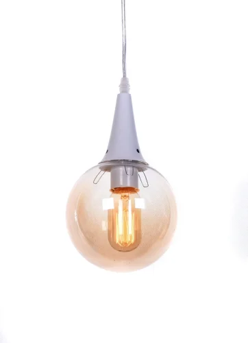 Светильник подвесной Rocherro LDP 11191 WT Lumina Deco янтарный 1 лампа, основание белое в стиле современный шар