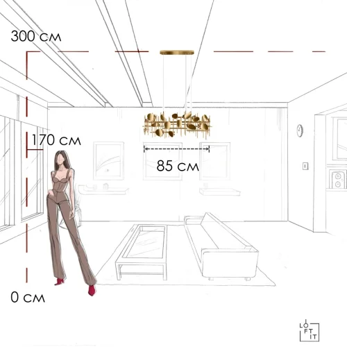 Светильник подвесной Escama 10396/850R LOFT IT золотой на 5 ламп, основание золотое в стиле современный фото 10