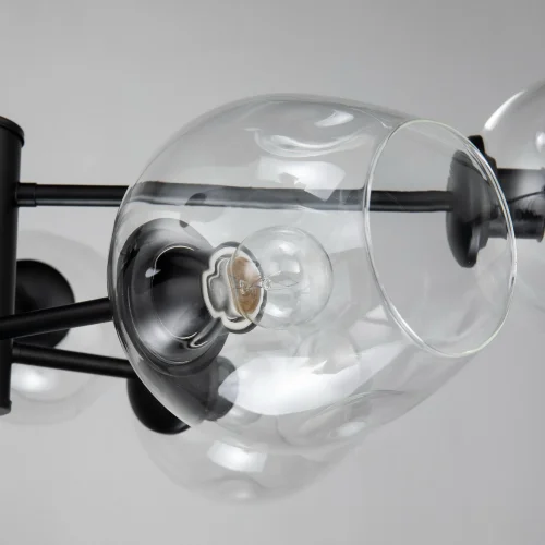 Люстра на штанге Recens 2626-8P Favourite прозрачная на 8 ламп, основание чёрное в стиле современный шар фото 8