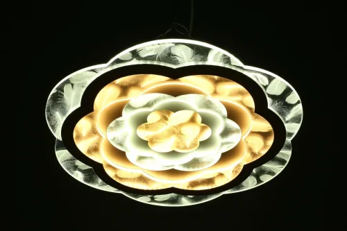 Люстра потолочная LED Vercana OML-08607-140 Omnilux прозрачная на 1 лампа, основание белое в стиле хай-тек  фото 3