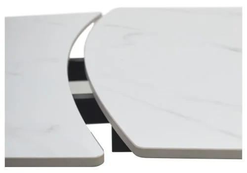 Керамический стол Balde 140 matt white marble solid ceramic / black 593885 Woodville столешница белая из керамика фото 8