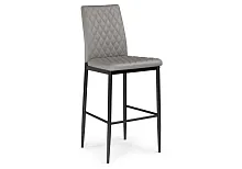 Барный стул Teon gray / chrome 15511 Woodville, серый/искусственная кожа, ножки/металл/чёрный, размеры - *1000***410*500