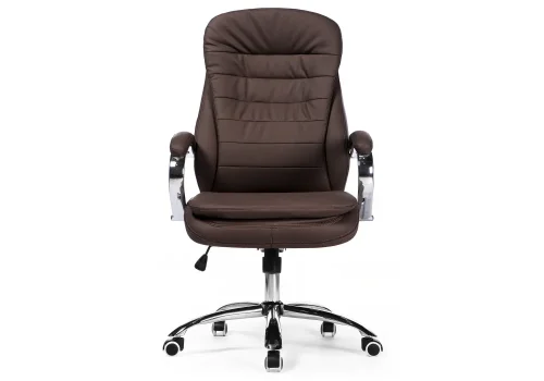 Компьютерное кресло Tomar коричневое 1743 Woodville, коричневый/искусственная кожа, ножки/металл/хром, размеры - *1260***680*680 фото 3