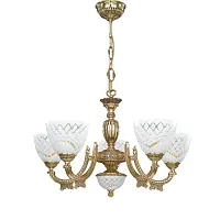 Люстра подвесная  L 7152/5 Reccagni Angelo белая на 5 ламп, основание золотое в стиле классический 