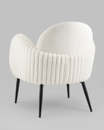Кресло Wave Stripes букле белый УТ000038941 Stool Group, белый/букле, ножки/металл/чёрный, размеры - *****мм фото 7