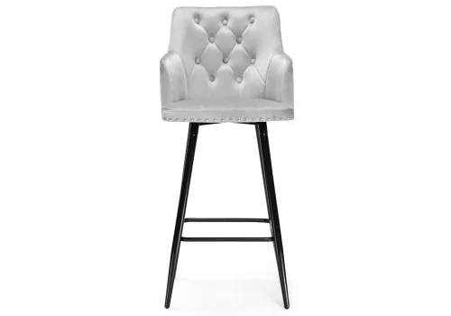 Барный стул Ofir light gray 15045 Woodville, серый/велюр, ножки/металл/чёрный, размеры - ****500*370 фото 2