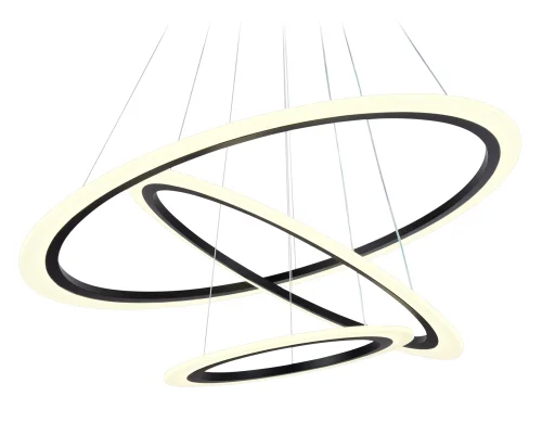 Люстра подвесная LED с пультом FA4361 Ambrella light белая чёрная на 1 лампу, основание чёрное в стиле современный хай-тек с пультом кольца