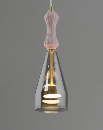 Светильник подвесной LED Corals V11154-PL Moderli дымчатый на 1 лампу, основание золотое в стиле современный фото 3