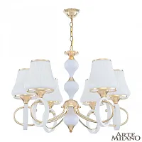 Люстра подвесная Florentia-2387 302387/6 Wh/Gd Arte Milano белая на 6 ламп, основание золотое в стиле современный арт-деко 