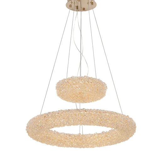 Люстра подвесная LED Cloudy CL323172 Citilux прозрачная на 1 лампу, основание золотое в стиле современный кольца фото 2