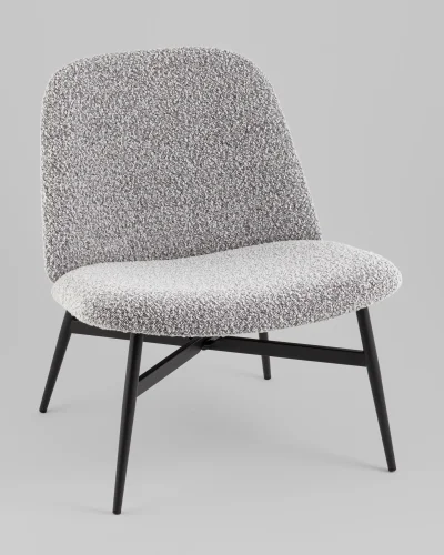 Кресло лаунж Ease, серый УТ000038984 Stool Group, серый/букле, ножки//чёрный, размеры - ****660*725мм