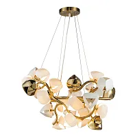 Люстра подвесная Fayette LSP-8909 Lussole белая на 15 ламп, основание бронзовое в стиле флористика 