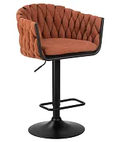 Стул барный 9690-LM LEON,  цвет сиденья оранжевый (LAR-275-27), цвет основания черный Dobrin, оранжевый/текстиль, ножки/металл/чёрный, размеры - 890*1100***550*490