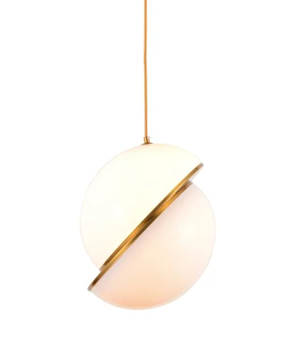 Светильник подвесной Lorento LDP 1211-200 GD+WT Lumina Deco белый на 1 лампу, основание бронзовое в стиле современный шар