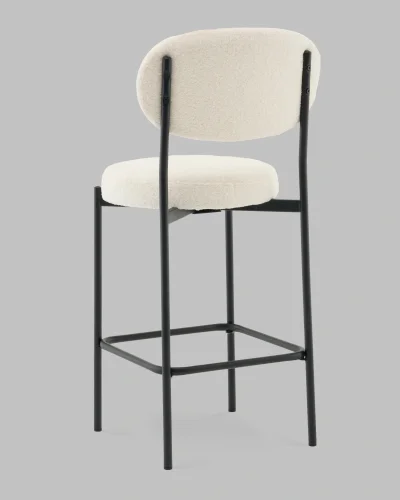 Стул полубарный Бриф DD букле молочный УТ000041504 Stool Group, белый/букле, ножки/сталь/чёрный, размеры - ***** фото 5