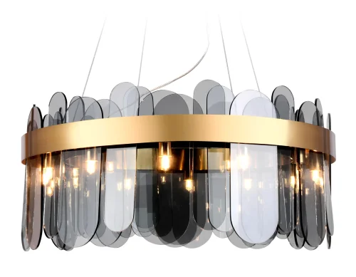 Люстра подвесная Traditional TR5344 Ambrella light чёрная серая на 12 ламп, основание золотое в стиле классический 