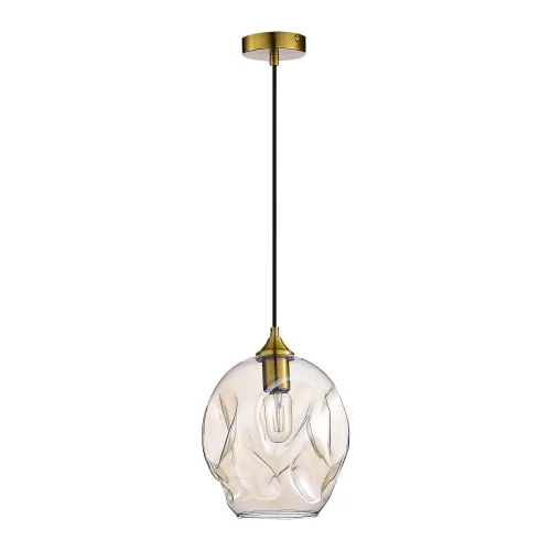 Светильник подвесной Idesia SL1188.313.01 ST-Luce прозрачный янтарный 1 лампа, основание латунь в стиле современный выдувное фото 2