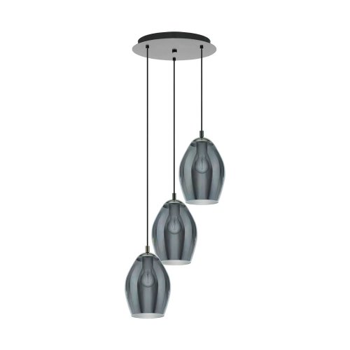 Светильник подвесной Estanys 39565 Eglo чёрный 3 лампы, основание никель в стиле современный 