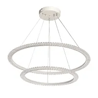 Светильник подвесной LED с пультом Ральф 675016002 DeMarkt прозрачный на 2 лампы, основание белое в стиле кольца с пультом