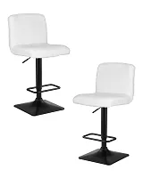 Стул барный набор 2 шт. SET-2 5020_BlackBase-LM LEO, цвет сиденья белый букле, цвет основания черный Dobrin, /велюр, ножки/металл/чёрный, размеры - 940*1150***420*520