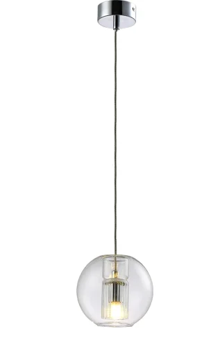 Светильник подвесной BELEZA SP1 B CHROME Crystal Lux прозрачный на 1 лампу, основание хром в стиле лофт шар фото 4