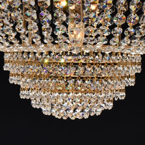 Люстра подвесная хрустальная Патриция 447011509 MW-Light прозрачная на 9 ламп, основание золотое в стиле классический  фото 7