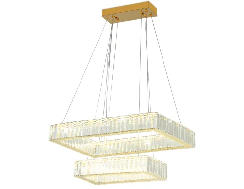 Люстра подвесная LED TR5007 Ambrella light прозрачная на 1 лампа, основание золотое в стиле классический современный квадраты фото 3