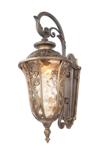 Настенный светильник Luxus 1495-1W Favourite уличный IP44 коричневый 1 лампа, плафон янтарный в стиле классический кантри E27