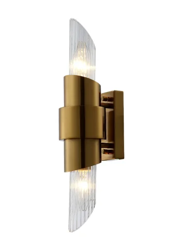 Бра JUSTO AP2 BRASS Crystal Lux прозрачный на 2 лампы, основание бронзовое в стиле современный фото 3