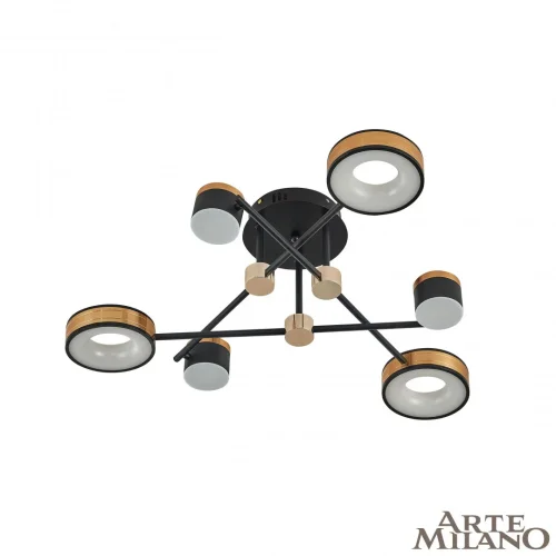 Люстра потолочная LED Ferrara-71040 271040/6 BK/GD Arte Milano белая на 1 лампу, основание чёрное в стиле современный хай-тек 