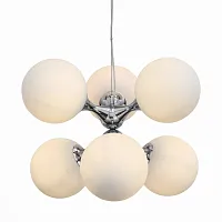 Светильник подвесной Arte SL549.103.06 St-Luce белый 6 ламп, основание хром в стиле современный шар