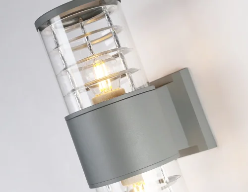 Настенный светильник ST2523 Ambrella light уличный IP54 серый 2 лампы, плафон прозрачный в стиле хай-тек современный E27 фото 3
